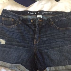 Destressed Denim MidRise Shorts